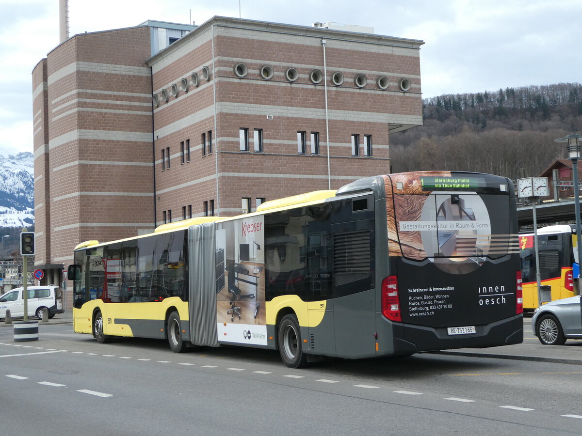 (246'197) - STI Thun - Nr. 165/BE 752'165 - Mercedes am 17. Februar 2023 beim Bahnhof Spiez