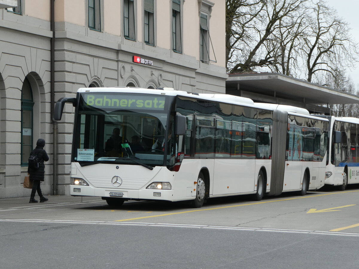 (246'580) - Eurobus, Arbon - Nr. 73/TG 229'684 - Mercedes (ex Nr. 8/PID 4235) am 25. Februar 2023 beim Bahnhof Frauenfeld