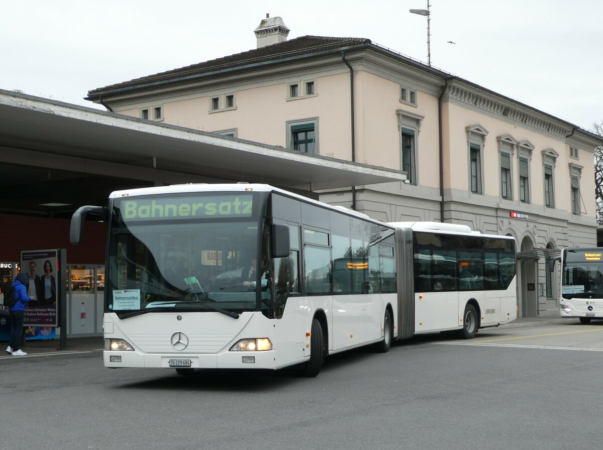 (246'581) - Eurobus, Arbon - Nr. 73/TG 229'684 - Mercedes (ex Nr. 8/PID 4235) am 25. Februar 2023 beim Bahnhof Frauenfeld