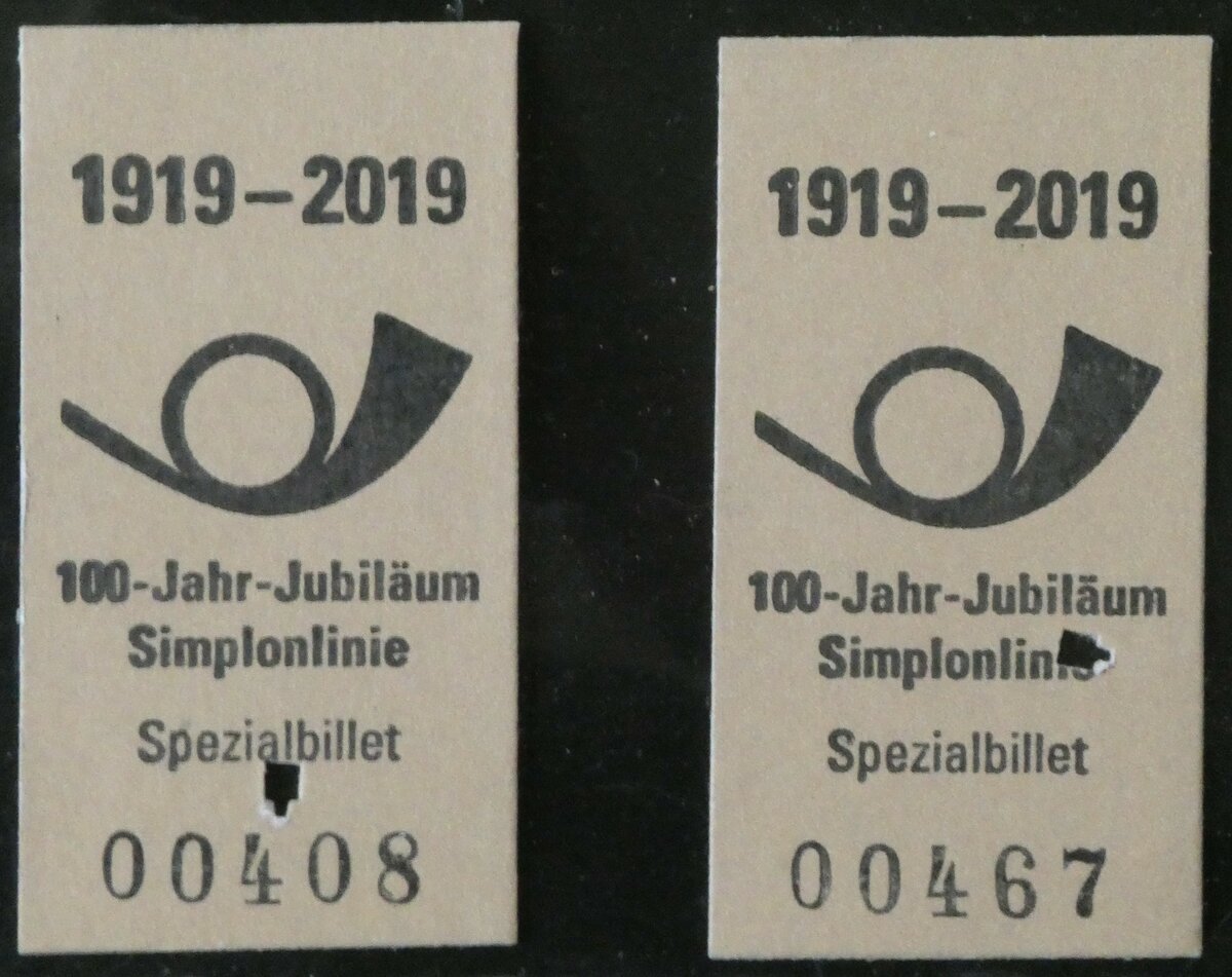 (246'649) - Spezialbillette zum 100-Jahr-Jubilum Simplonlinie am 26. Februar 2023 in Thun
