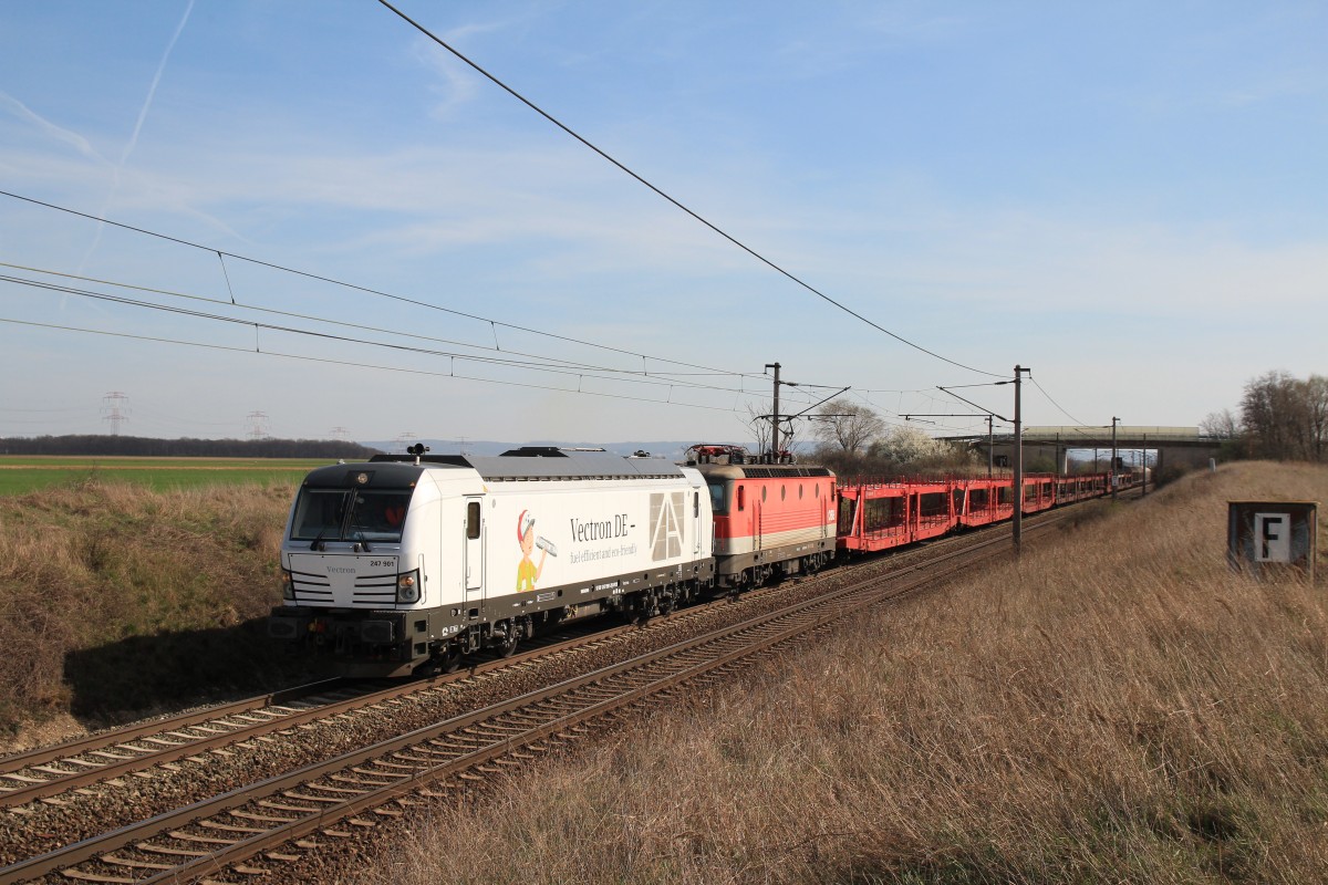247 901-2 war am 21. M�rz 2014 bei Gramatneusiedl in Richtung Wien.
