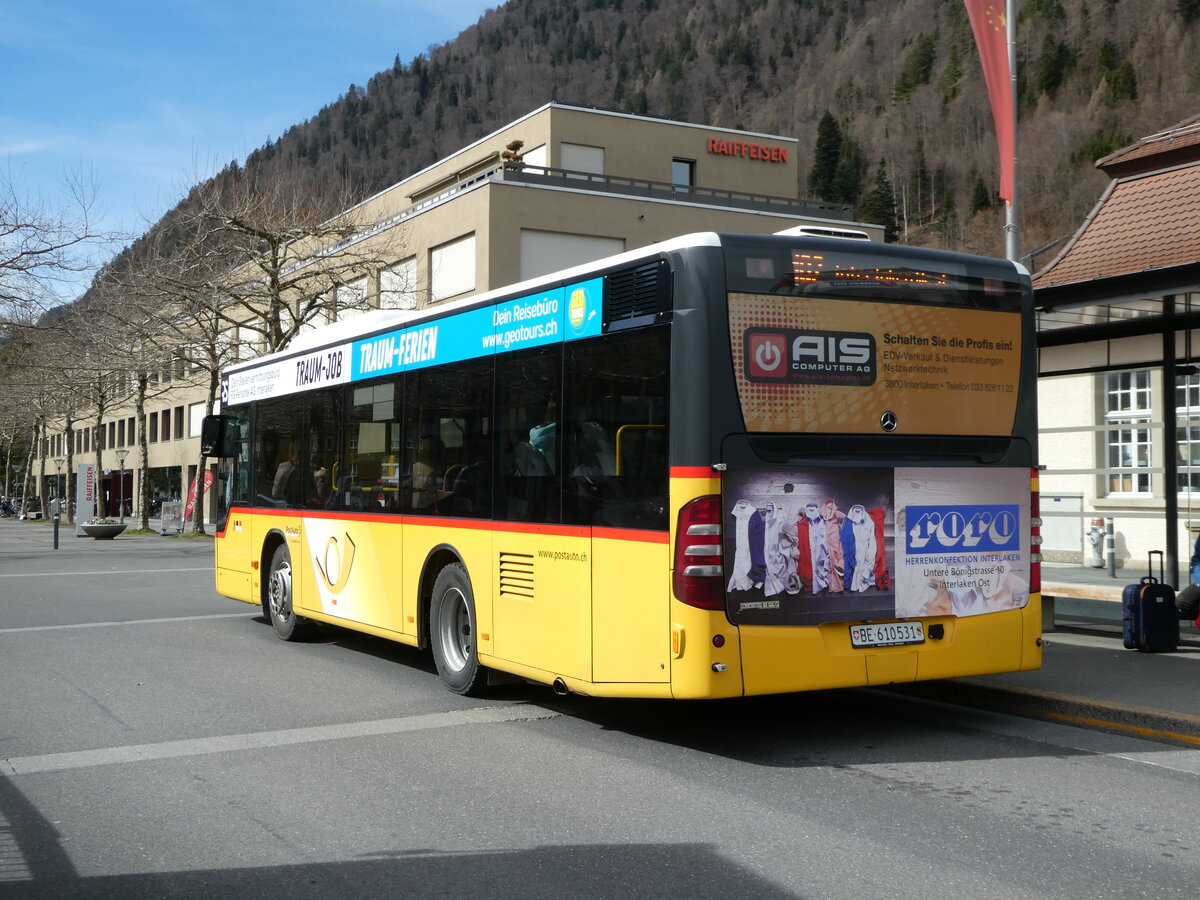 (247'193) - PostAuto Bern - BE 610'531/PID 5150 - Mercedes am 13. Mrz 2023 beim Bahnhof Interlaken Ost