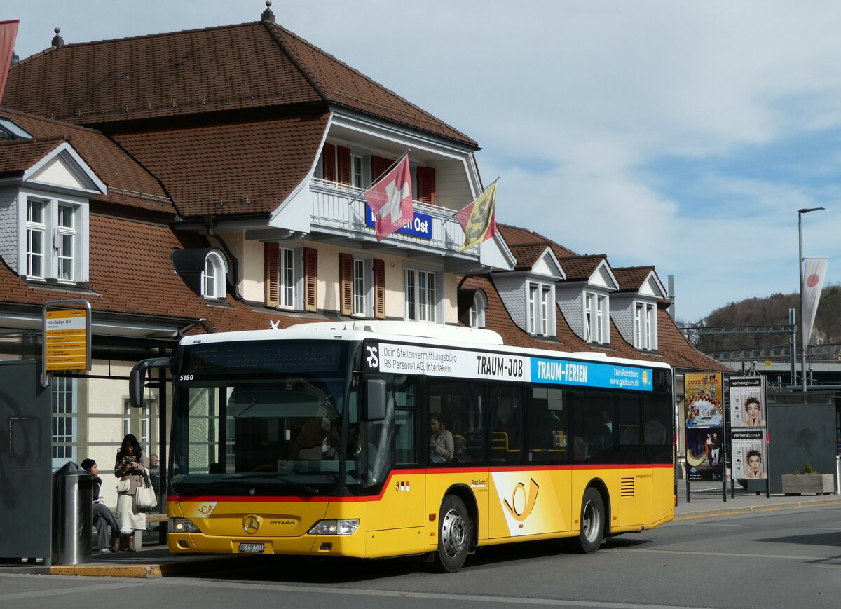 (247'194) - PostAuto Bern - BE 610'531/PID 5150 - Mercedes am 13. Mrz 2023 beim Bahnhof Interlaken Ost