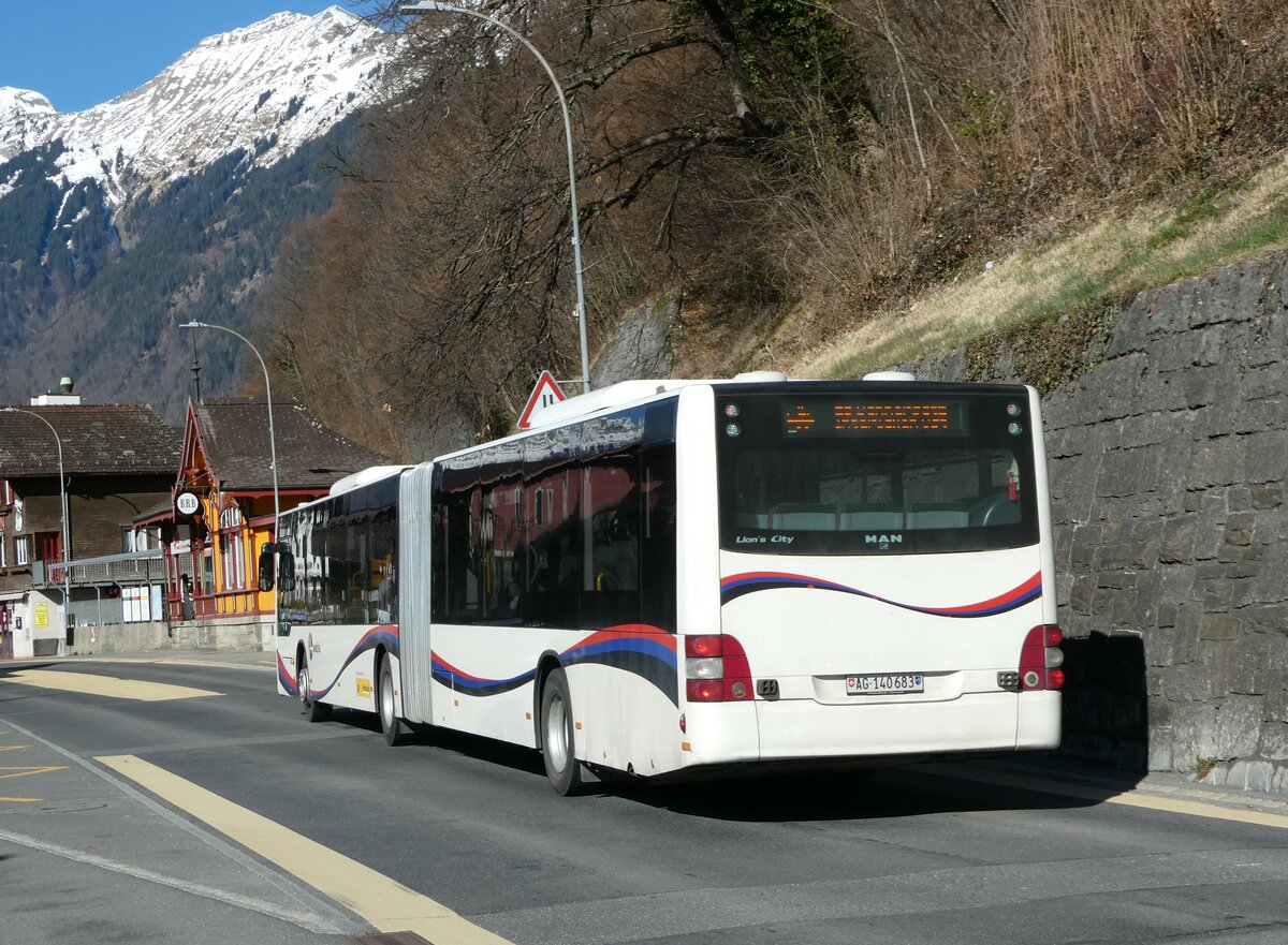 (247'400) - PostAuto Nordschweiz - AG 140'683/PID 5007 - MAN (ex Steffen, Remetschwil Nr. 58) am 18. Mrz 2023 beim Bahnhof Brienz