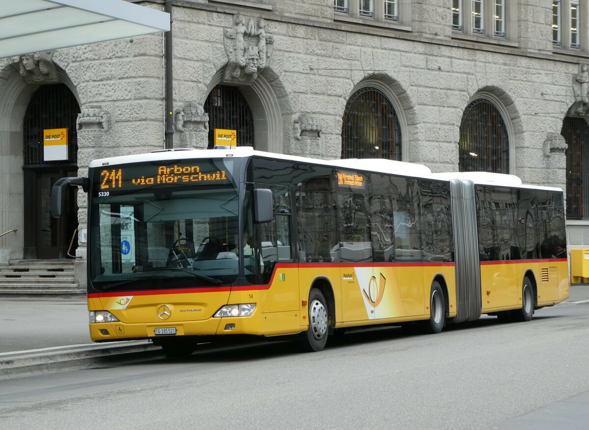 (248'395) - Eurobus, Arbon - Nr. 14/TG 185'521/PID 5330 - Mercedes am 13. April 2023 beim Bahnhof St. Gallen