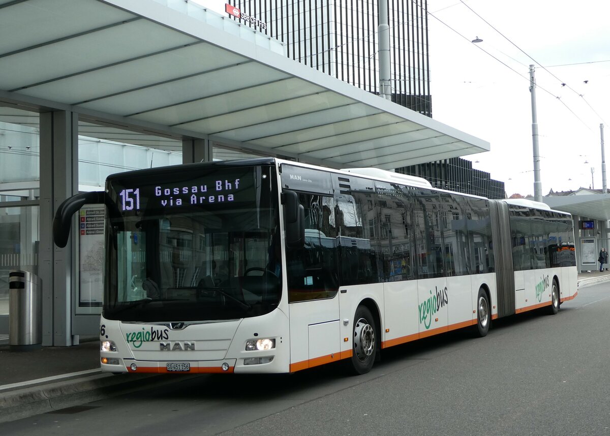 (248'449) - Regiobus, Gossau - Nr. 56/SG 451'156 - MAN am 13. April 2023 beim Bahnhof St. Gallen