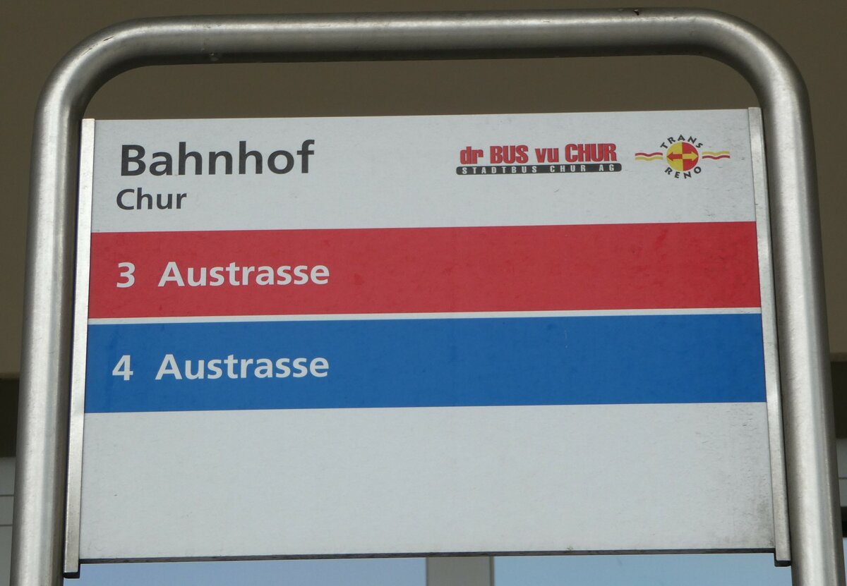 (248'578) - dr BUS vu CHUR-Haltestellenschild - Chur, Bahnhof - am 15. April 2023