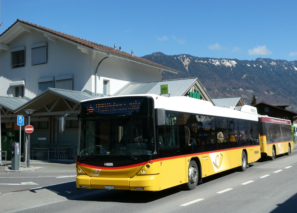 (248'780) - PostAuto Bern - BE 669'359/PID 10'147 - Hess (ex Nr. 6; ex Klopfstein, Laupen Nr. 6) am 18. April 2023 beim Bahnhof Wilderswil
