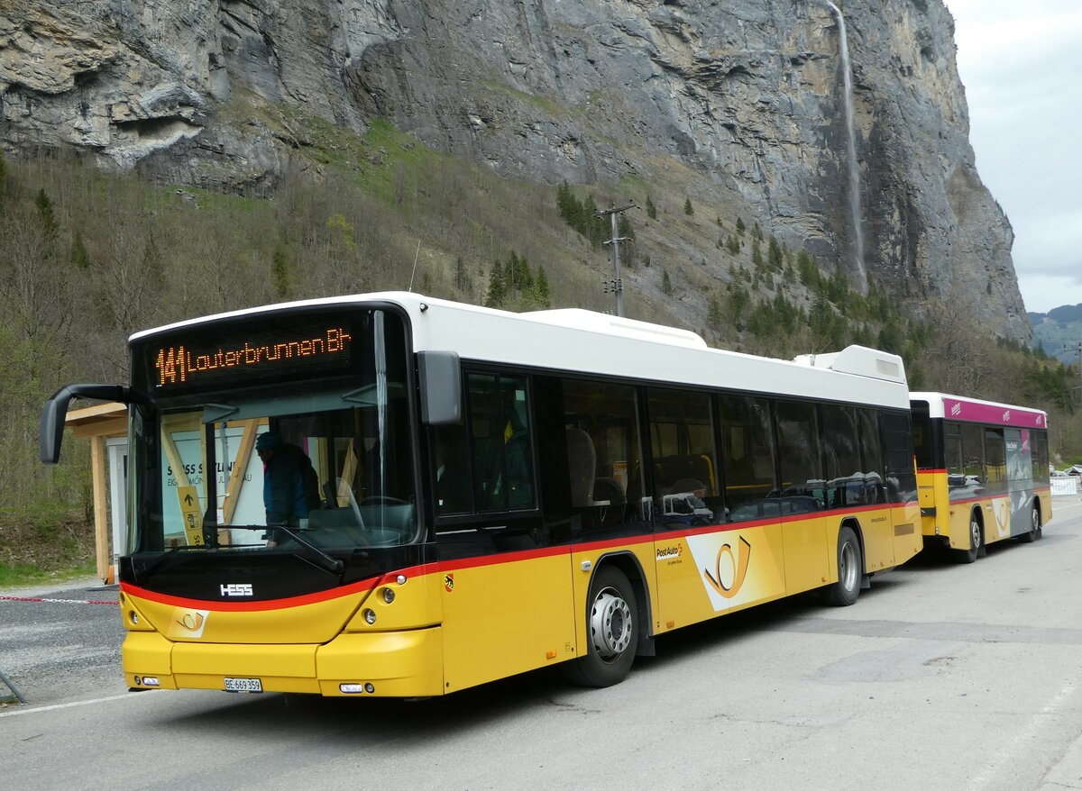 (249'249) - PostAuto Bern - BE 669'359/PID 10'147 - Hess (ex Nr. 6; ex Klopfstein, Laupen Nr. 6) am 28. April 2023 in Stechelberg, Schilthornbahn (prov. Haltestelle)