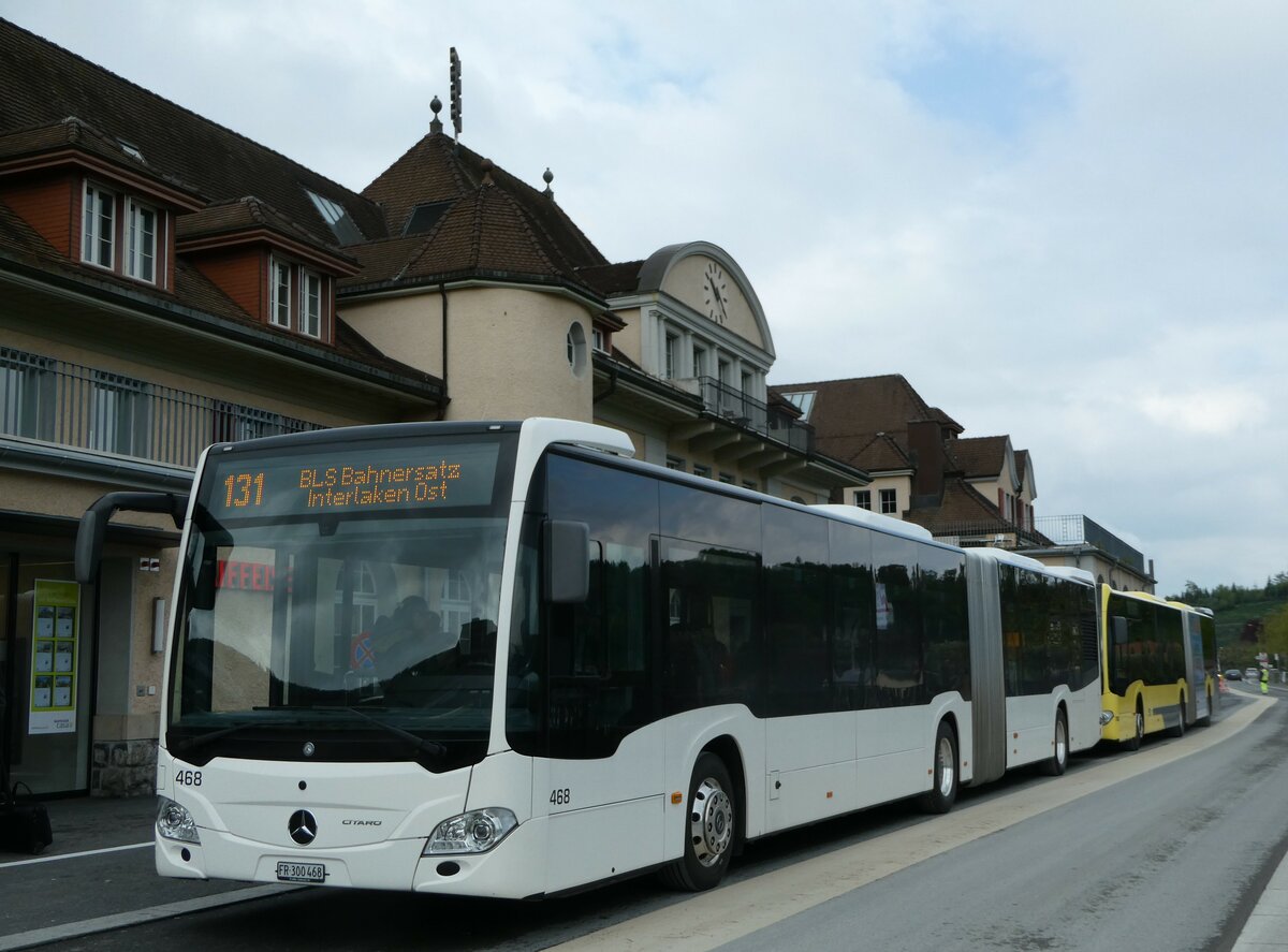 (249'369) - Intertours, Domdidier - Nr. 468/FR 300'468 - Mercedes (ex Nr. 201) am 2. Mai 2023 beim Bahnhof Spiez
