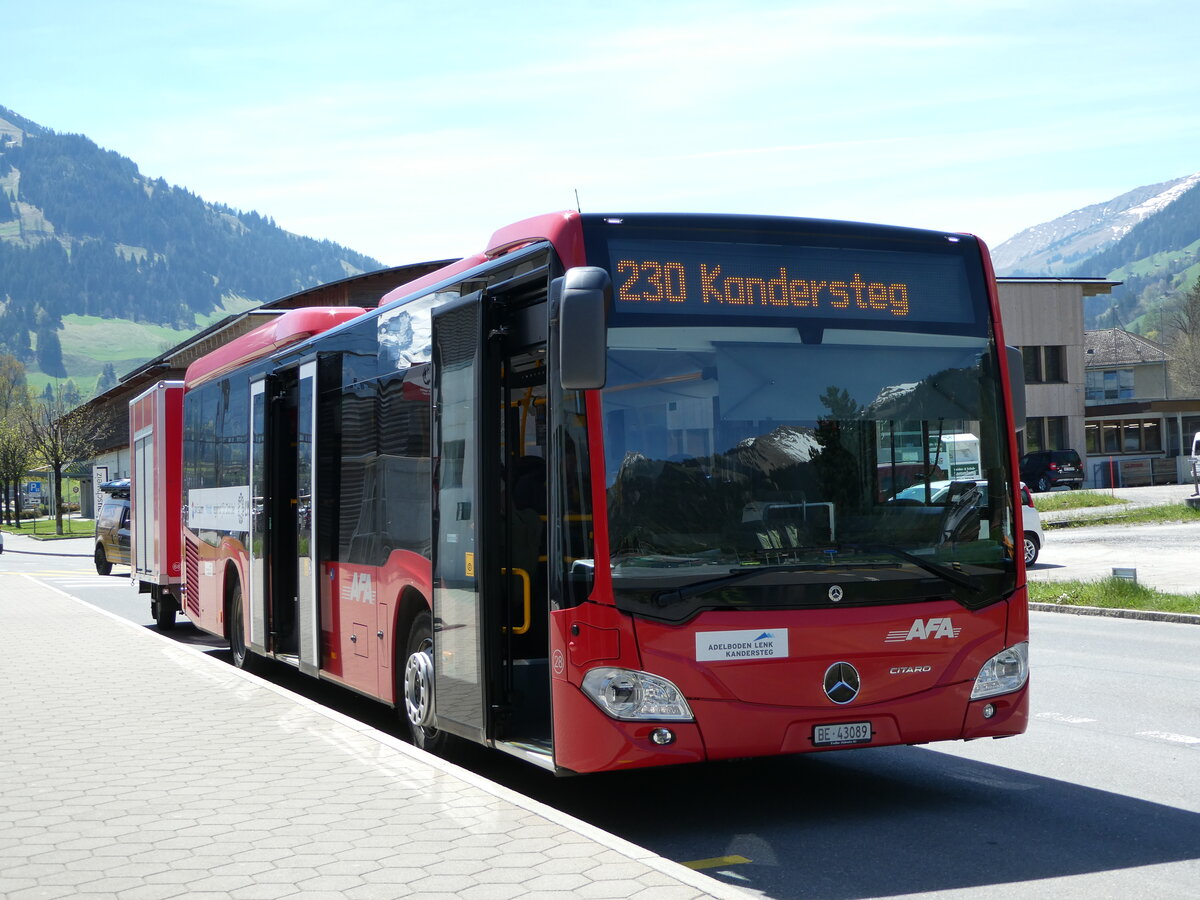 (249'557) - AFA Adelboden - Nr. 28/BE 43'089 - Mercedes am 4. Mai 2023 beim Bahnhof Frutigen
