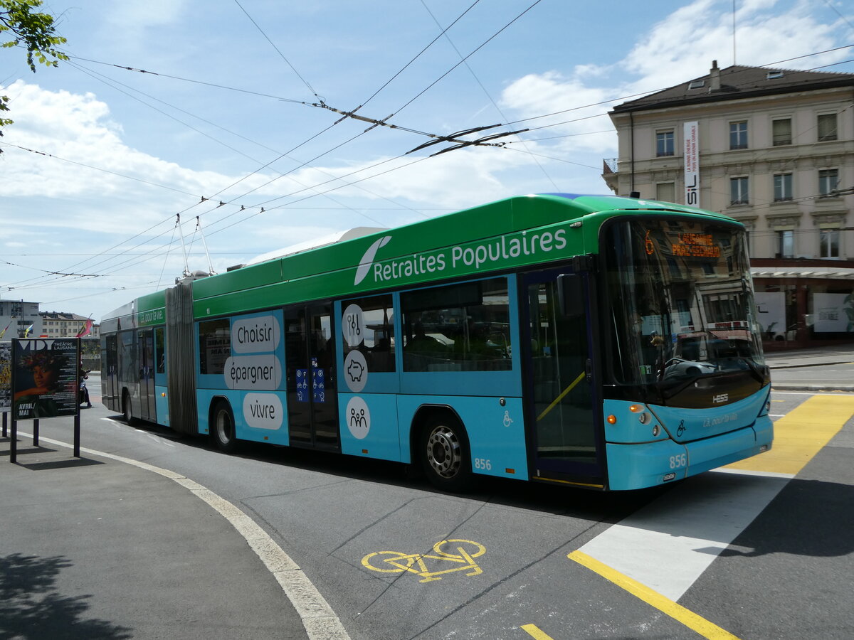 (249'673) - TL Lausanne - Nr. 856 - Hess/Hess Gelenktrolleybus am 5. Mai 2023 in Lausanne, Chauderon