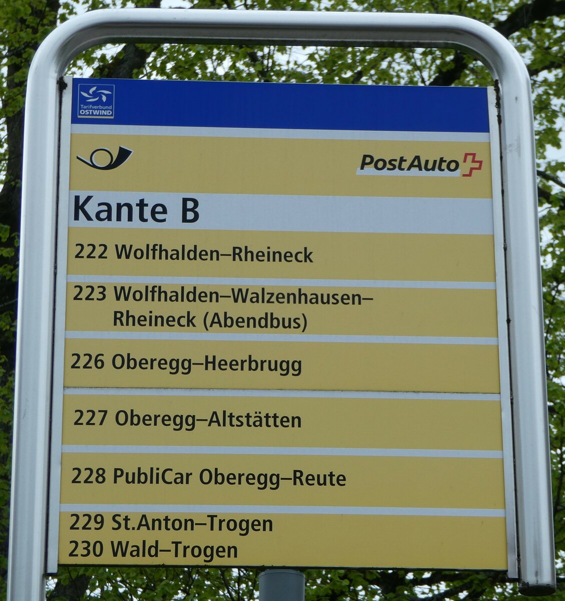 (250'083) - PostAuto-Haltestellenschild - Heiden, Post - am 16. Mai 2023