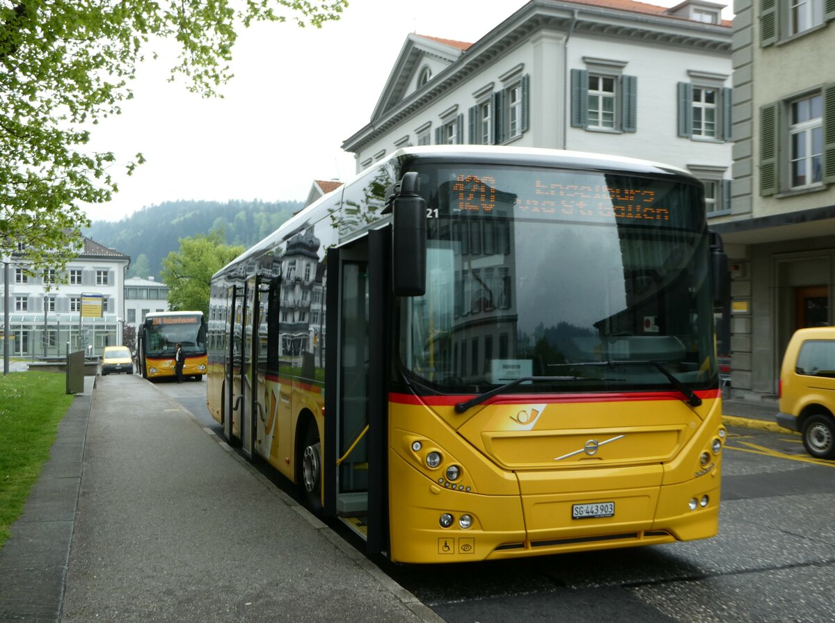 (250'090) - PostAuto Ostschweiz - SG 443'903/PID 10'721 - Volvo am 16. Mai 2023 in Heiden, Post