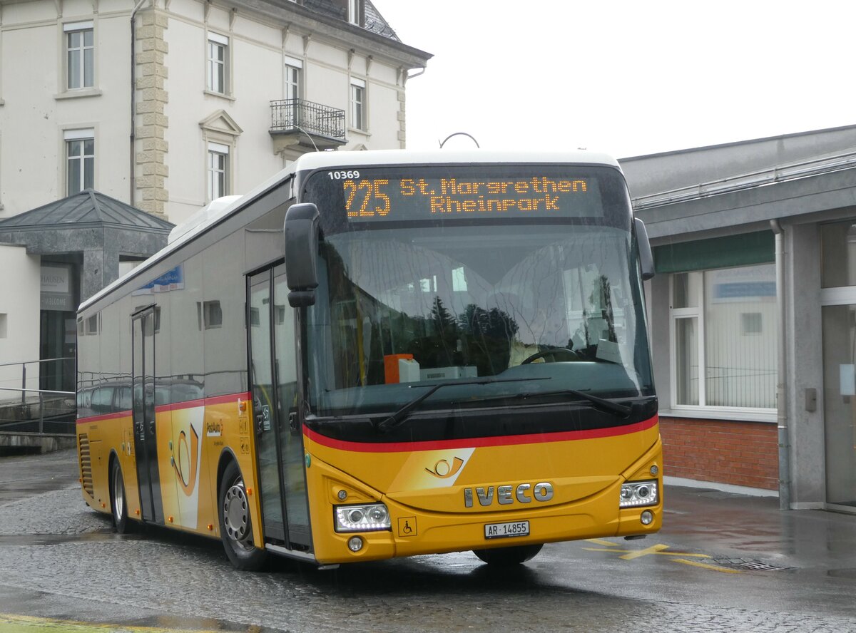 (250'103) - PostAuto Ostschweiz - AR 14'855/PID 10'369 - Iveco am 16. Mai 2023 beim Bahnhof Walzenhausen