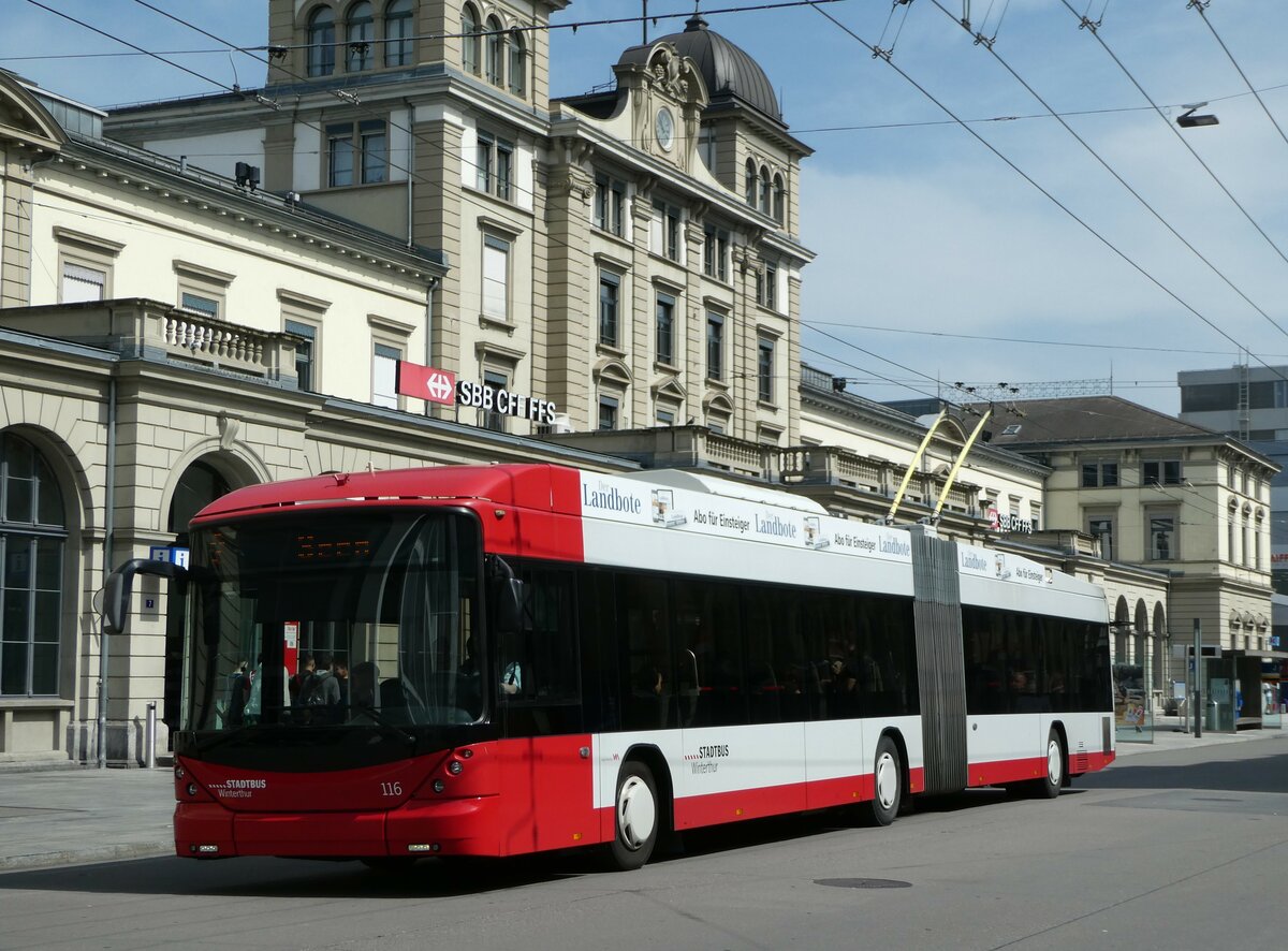 (250'313) - SW Winterthur - Nr. 116 - Hess/Hess Gelenktrolleybus am 21. Mai 2023 beim Hauptbahnhof Winterthur