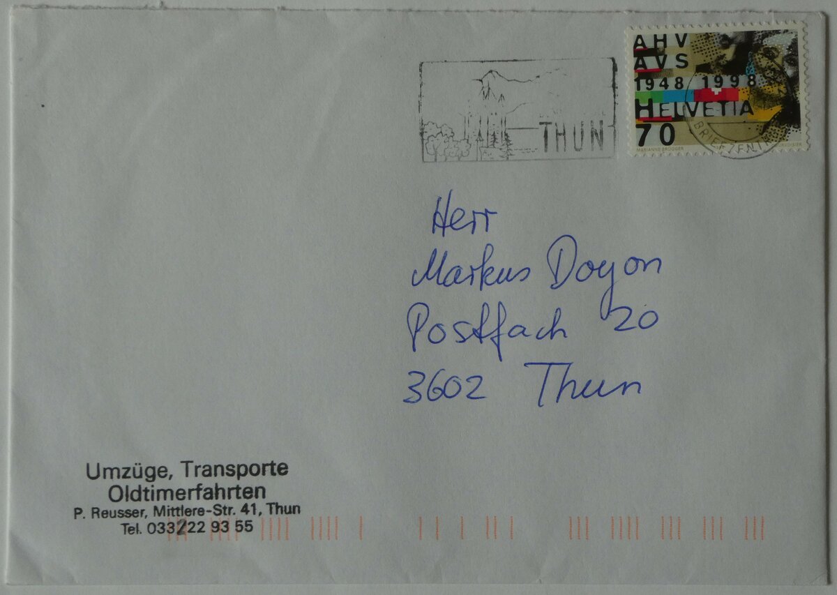 (250'679) - Reusser-Briefumschlag am 28. Mai 2023 in Thun