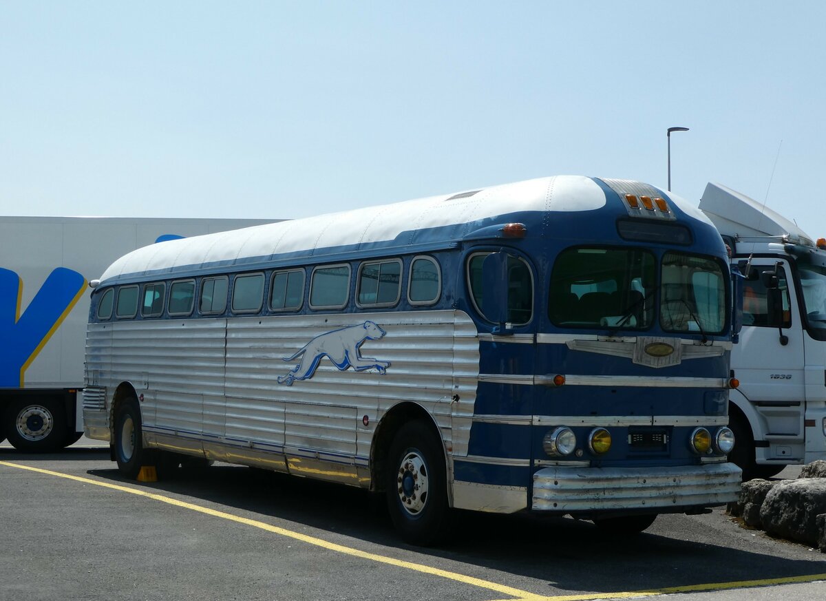 (250'702) - Greyhoundbus, Murten - GMC (ex Wooster, Zrich; ex Northland Greyhound Lines, USA-Minneapolis Nr. N796) am 29. Mai 2023 in Kerzers, Interbus