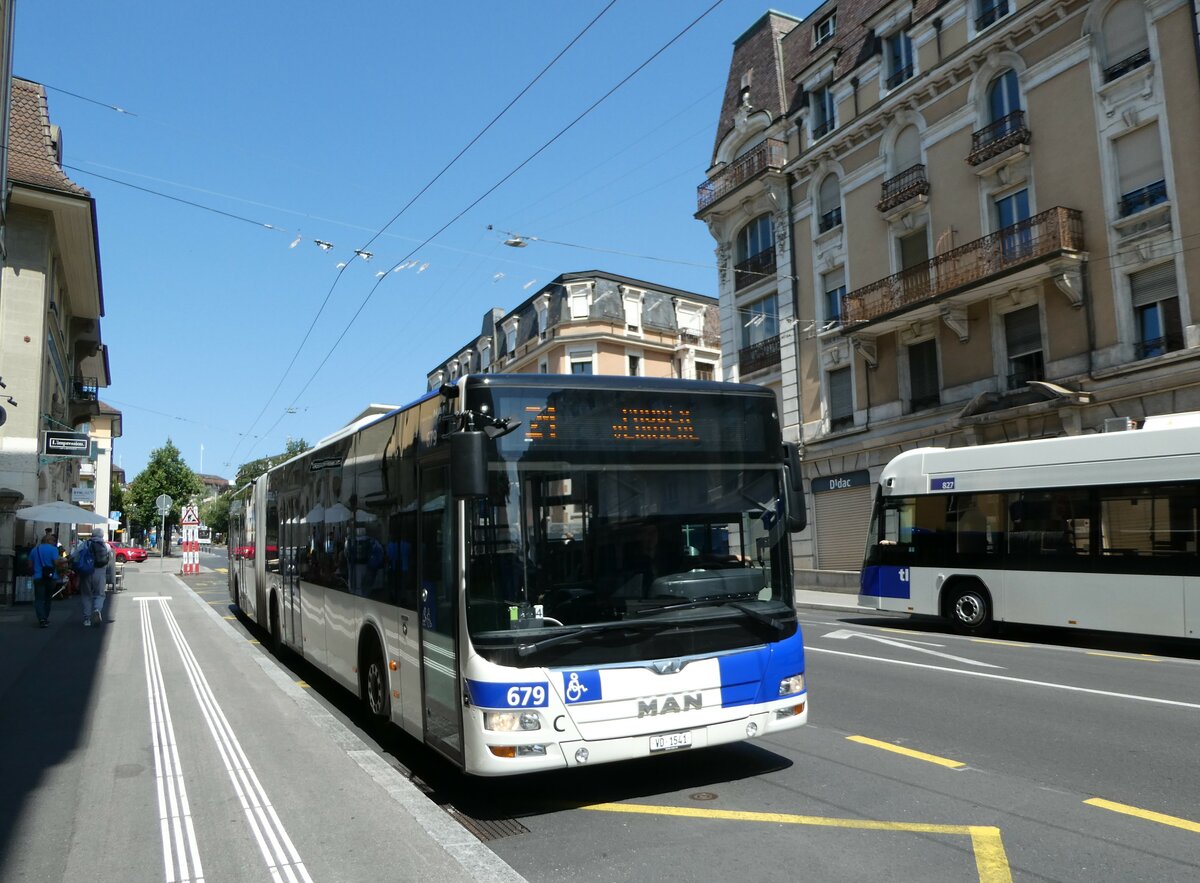 (252'468) - TL Lausanne - Nr. 679/VD 1541 - MAN am 8. Juli 2023 beim Bahnhof Lausanne