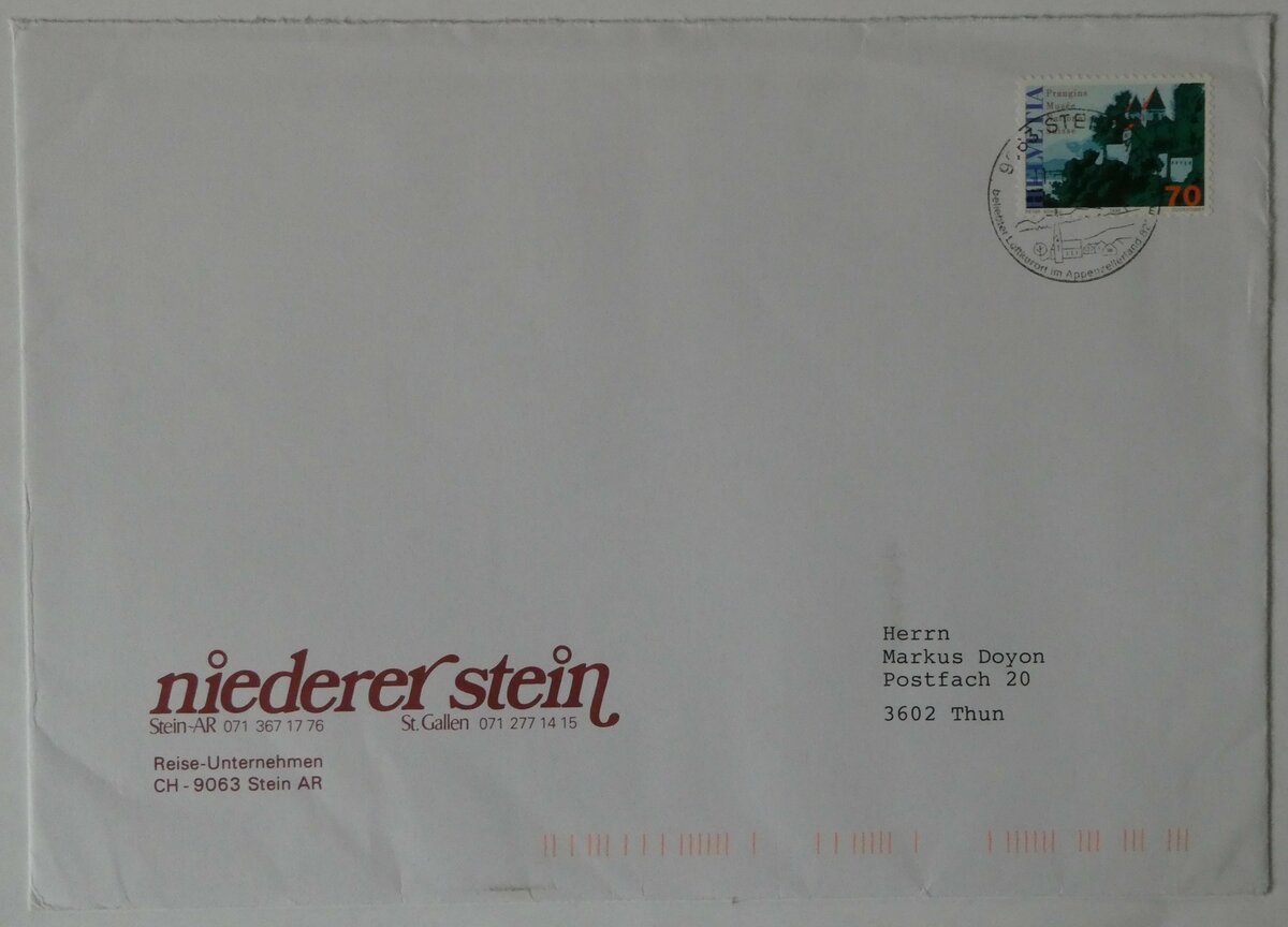 (253'245) - Niederer-Briefumschlag vom 11. Juni 1998 am 31. Juli 2023 in Thun