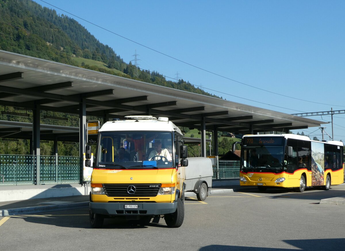 (255'043) - PostAuto Bern - BE 755'378/PID 5684 - Mercedes/Kusters am 10. September 2023 beim Bahnhof Reichenbach