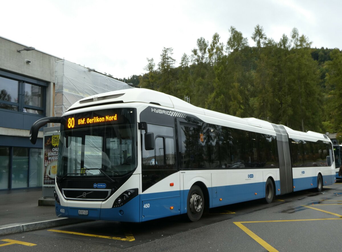 (256'223) - VBZ Zrich - Nr. 450/ZH 907'450 - Volvo am 21. Oktober 2023 in Zrich, Triemlispital