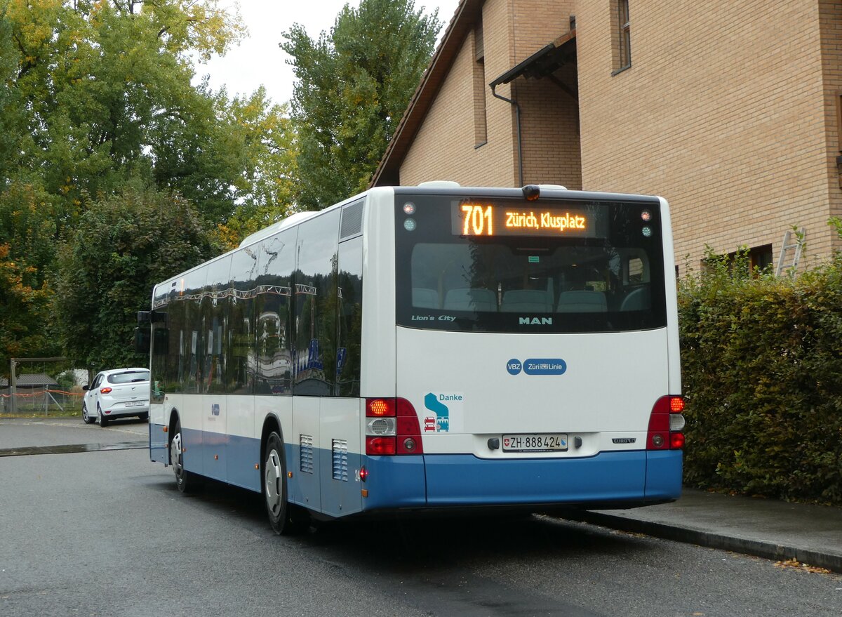 (256'316) - ATE Bus, Effretikon - Nr. 24/ZH 888'424 - MAN am 21. Oktober 2023 in Maur, See