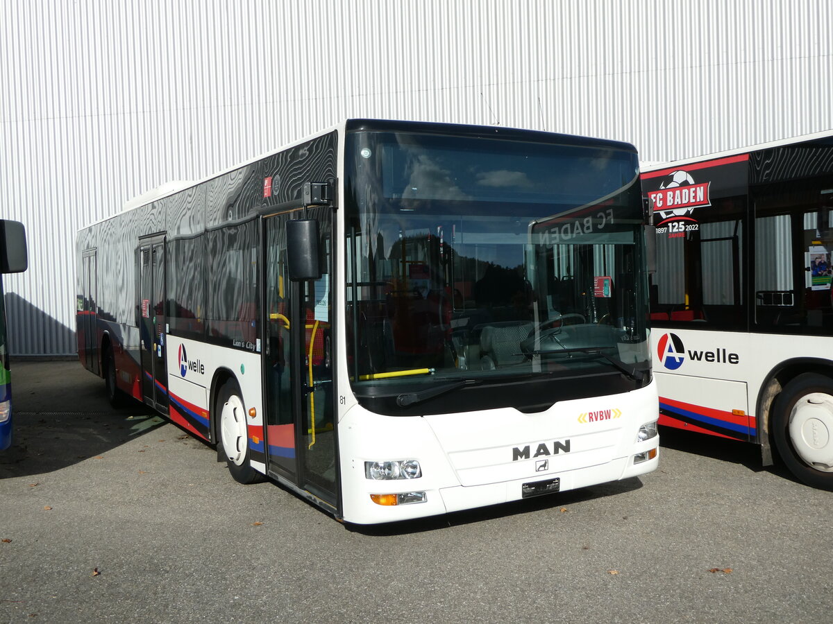 (256'376) - RVBW Wettingen - Nr. 81 - MAN am 22. Oktober 2023 in Winterthur, Daimler Buses