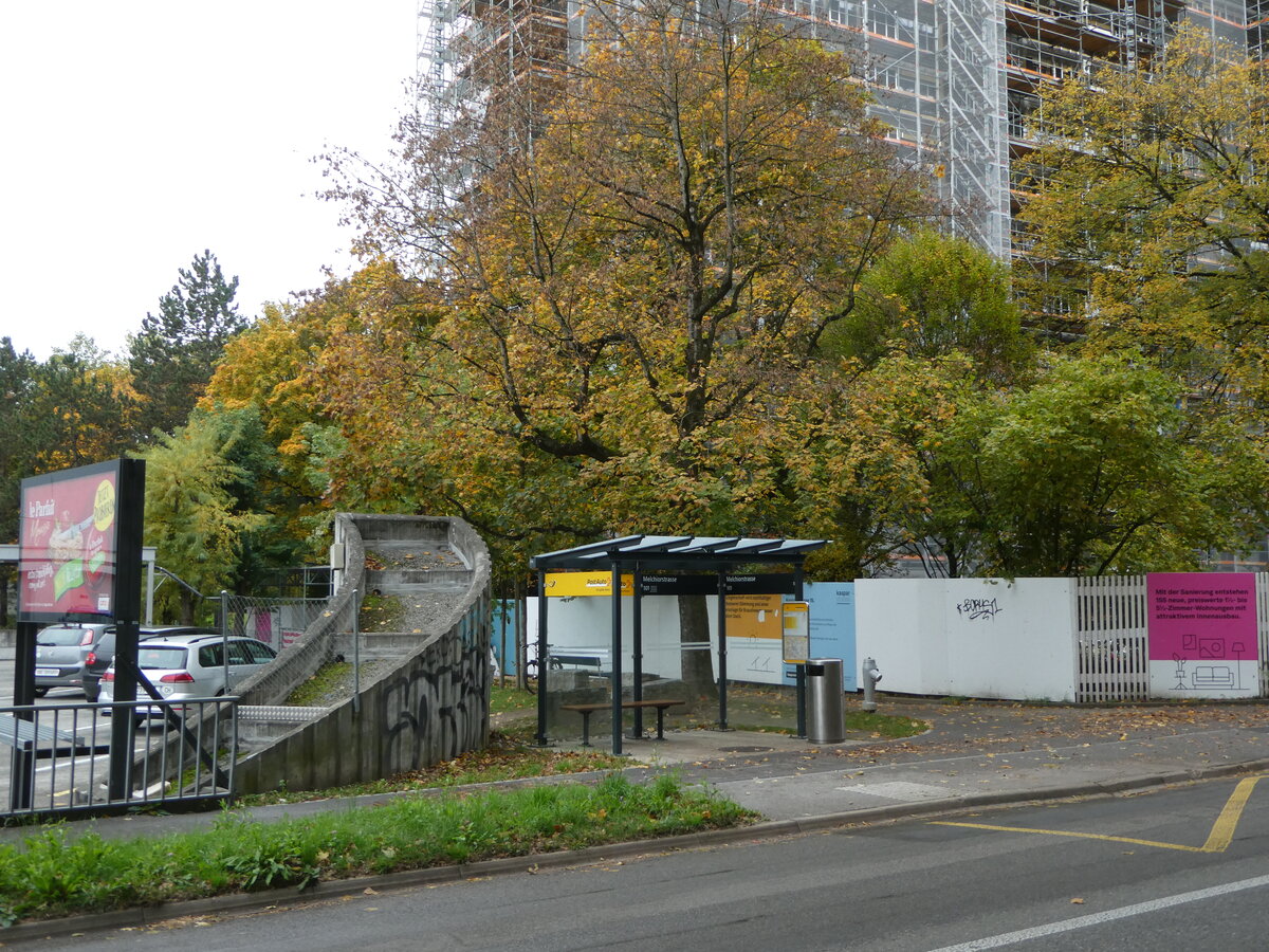 (256'557) - PostAuto-Haltestelle am 30. Oktober 2023 in Bern, Melchiorstrasse