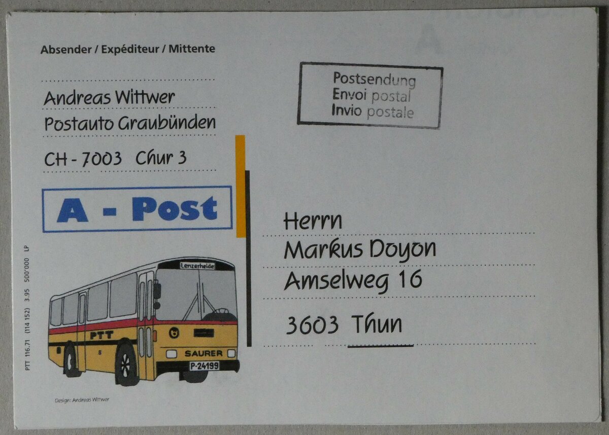 (256'684) - Wittwer-Adressetikette am 5. November 2023 in Thun