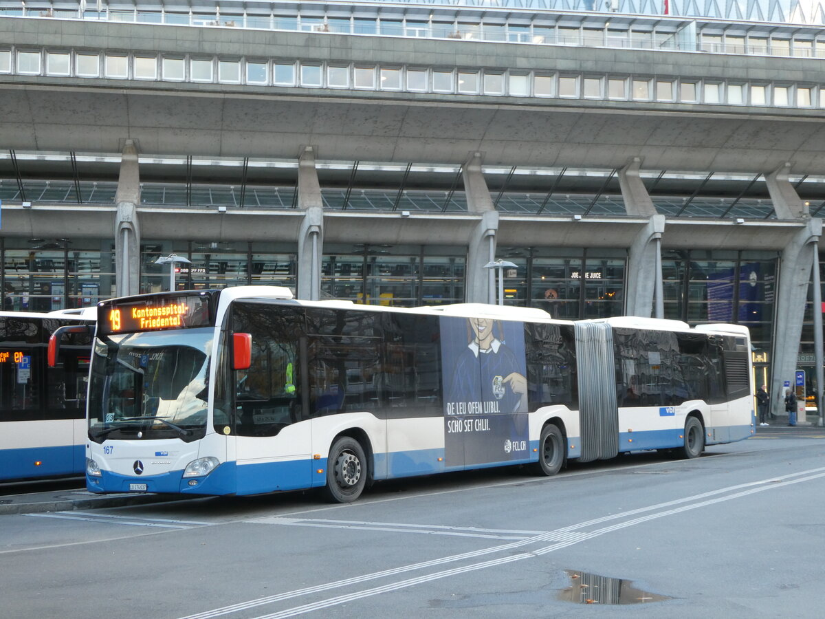 (256'912) - VBL Luzern - Nr. 167/LU 174'637 - Mercedes am 10. November 2023 beim Bahnhof Luzern
