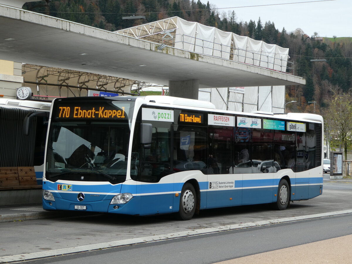 (257'077) - BLWE Wattwil - Nr. 3/SG 557 - Mercedes am 18. November 2023 beim Bahnhof Wattwil