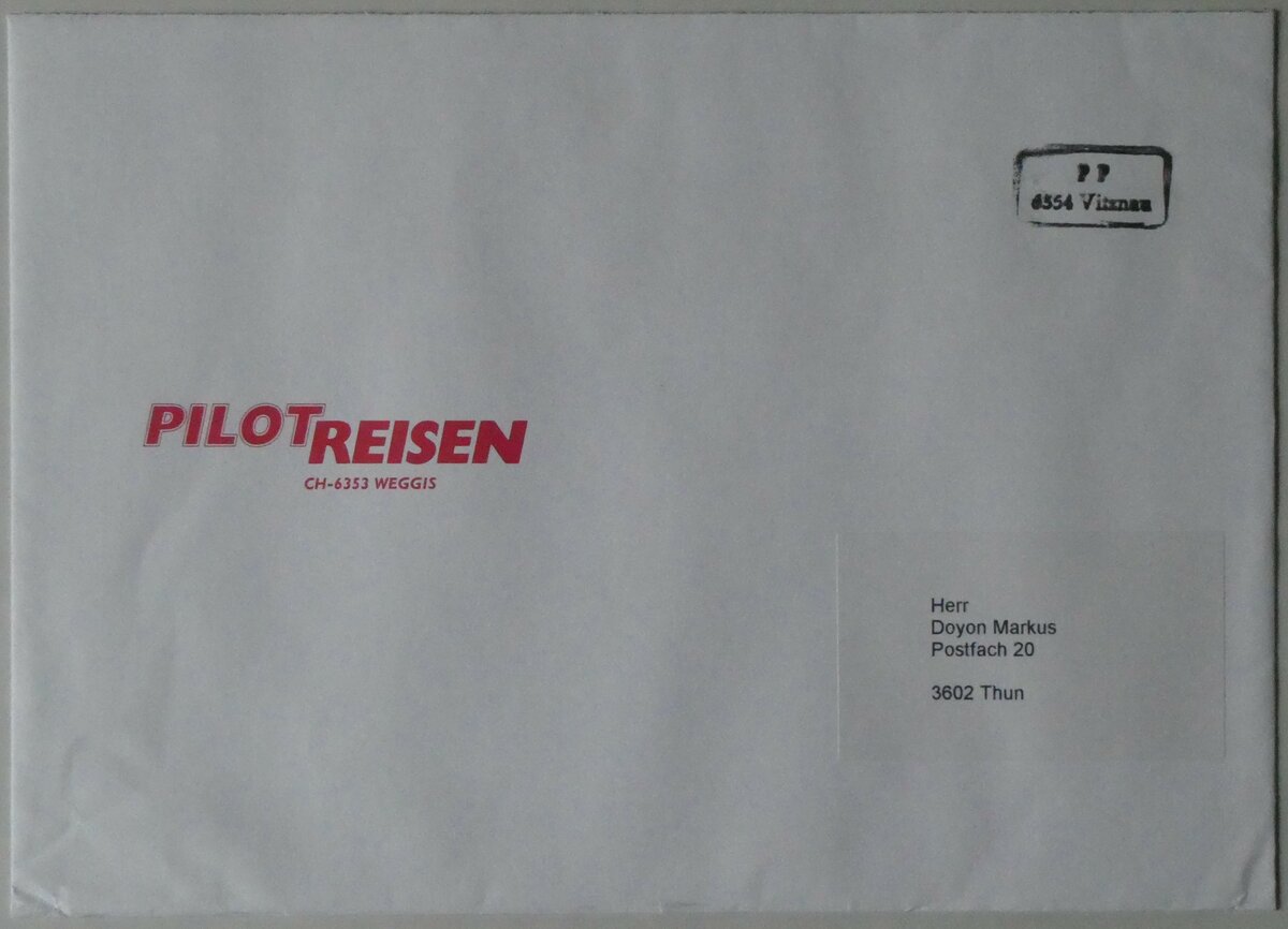 (258'500) - Pilot-Reisen-Briefumschlag am 8. Januar 2024 in Thun