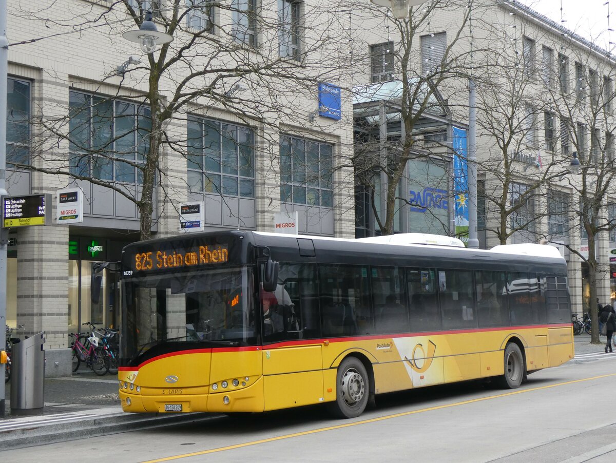 (258'544) - PostAuto Ostschweiz - TG 158'209/PID 10'359 - Solaris (ex Schmidt, Oberbren; ex CarPostal Ouest) am 9. Januar 2024 beim Bahnhof Frauenfeld