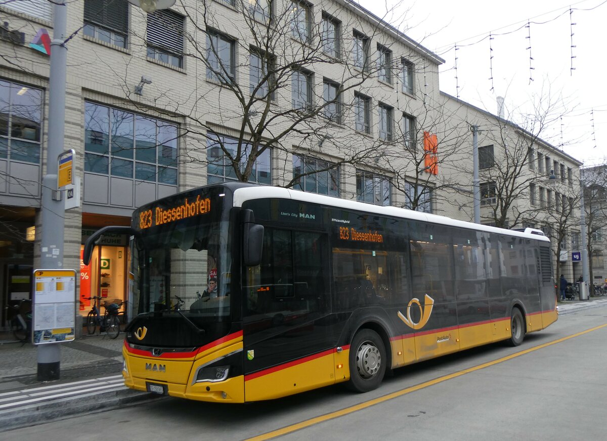 (258'561) - PostAuto Ostschweiz - TG 158'065/PID 11'924 - MAN am 9. Januar 2024 beim Bahnhof Frauenfeld