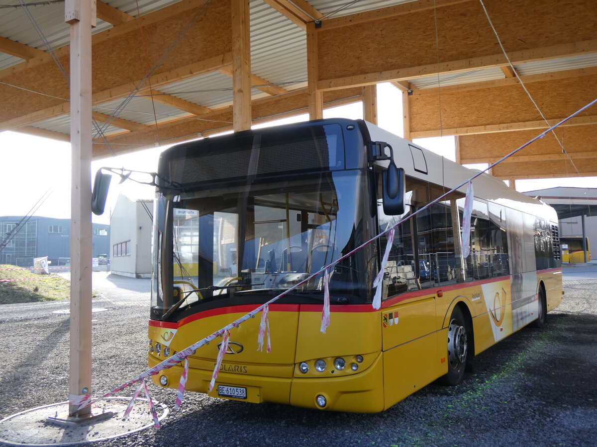 (258'659) - PostAuto Bern - BE 610'538/PID 5071 - Solaris am 12. Januar 2024 in Interlaken, Garage