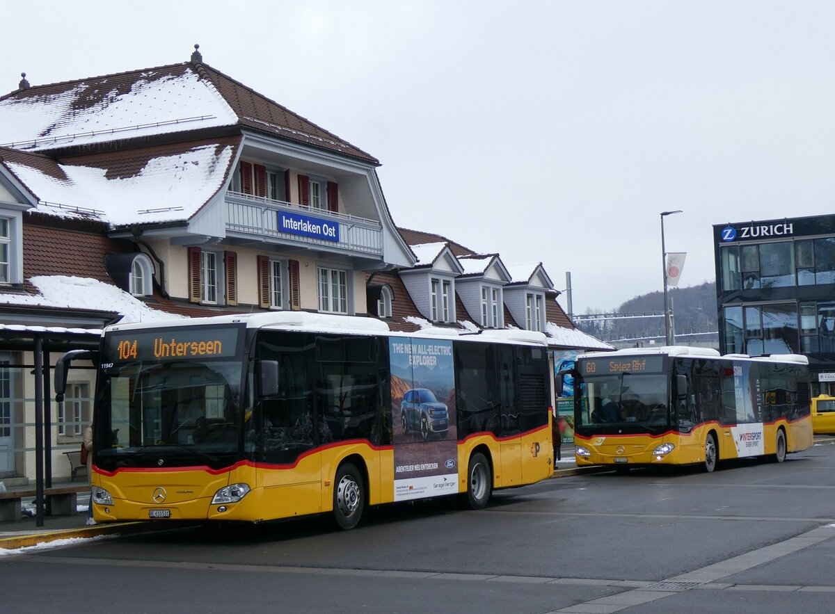 (258'799) - PostAuto Bern - BE 610'531/PID 11'947 - Mercedes am 21. Januar 2024 beim Bahnhof Interlaken Ost