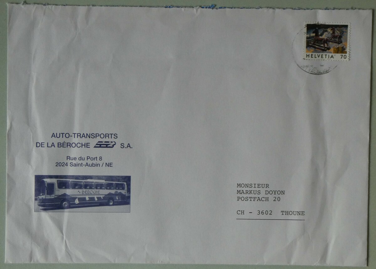 (258'859) - BBB-Briefumschlag am 23. Januar 2024 in Thun