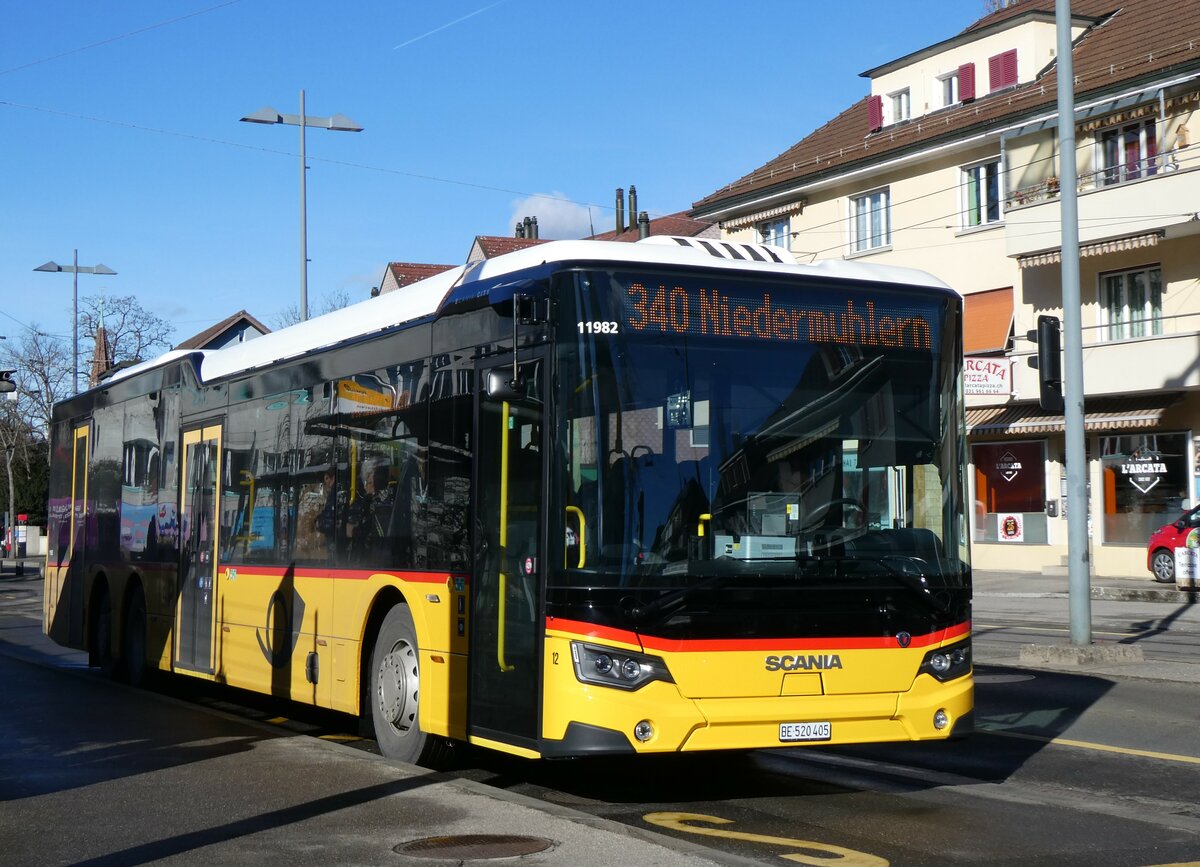 (258'894) - Engeloch, Riggisberg - Nr. 12/BE 520'405/PID 11'982 - Scania am 25. Januar 2024 in Wabern, Tram-Endstation