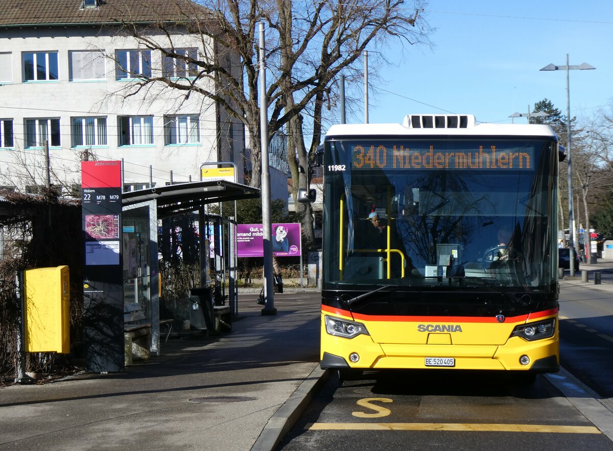 (258'895) - Engeloch, Riggisberg - Nr. 12/BE 520'405/PID 11'982 - Scania am 25. Januar 2024 in Wabern, Tram-Endstation