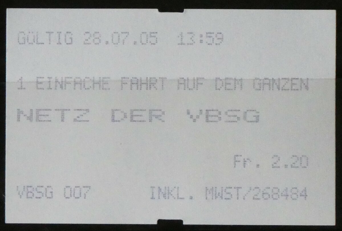 (258'968) - VBSG-Einzelbillet am 28. Januar 2024 in Thun