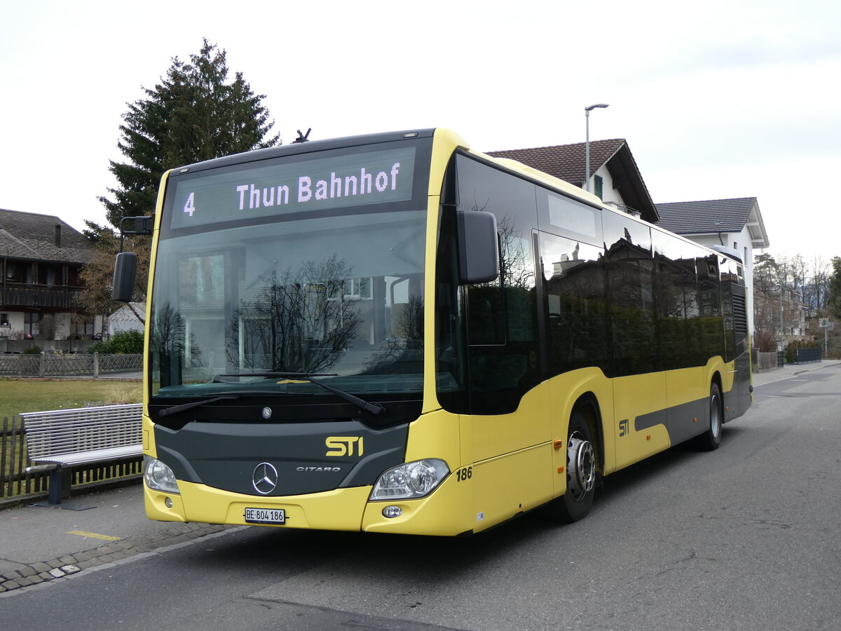 (259'638) - STI Thun - Nr. 186/BE 804'186 - Mercedes am 26. Februar 2024 in Thun-Lerchenfeld, Endstation