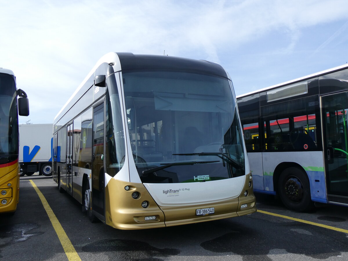 (259'843) - Interbus, Kerzers - FR 386'540 - eHess (ex Vorfhrfahrzeug Hess) am 2. Mrz 2024 in Kerzers, Interbus