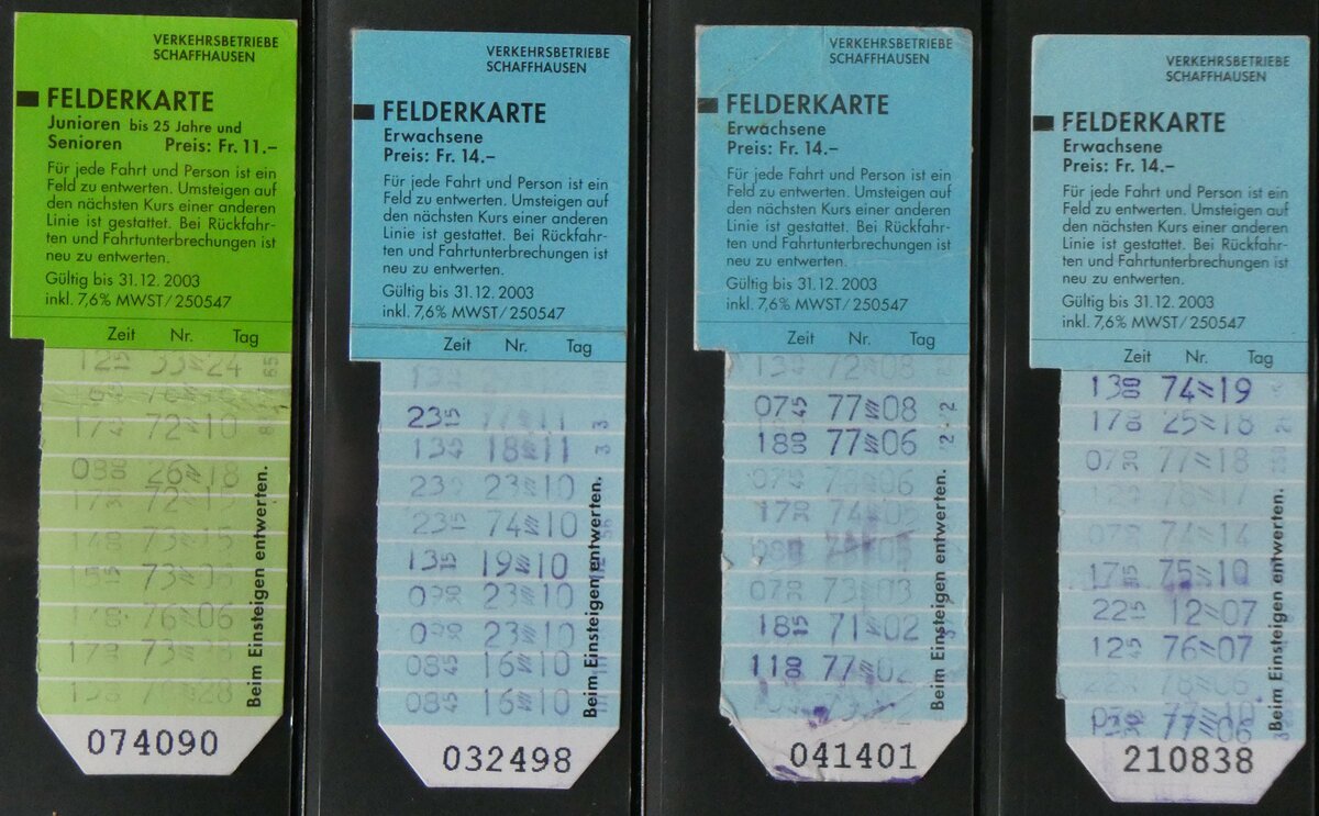 (259'907) - VBSH-Mehrfahrtenkarten am 3. Mrz 2024 in Thun