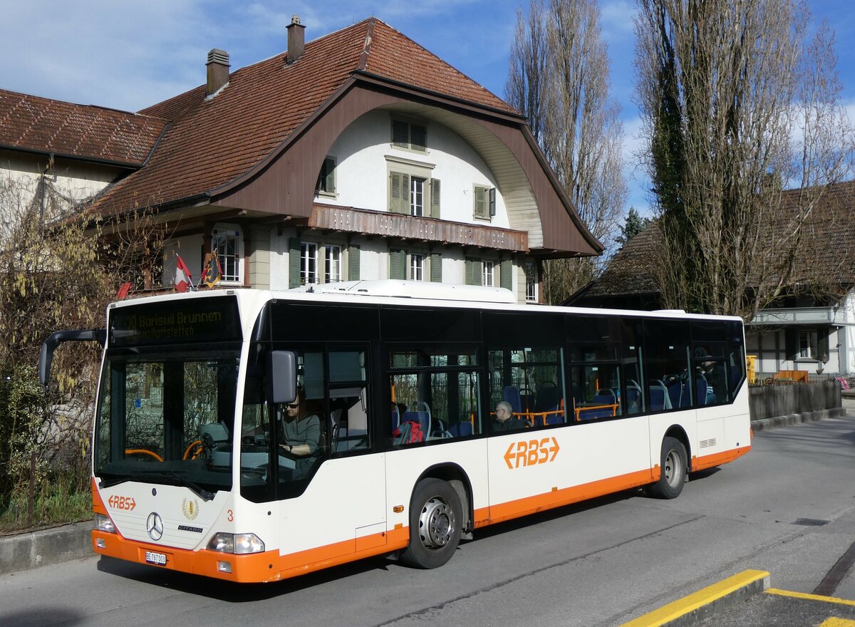 (260'022) - RBS Worblaufen - Nr. 3/BE 767'003 - Mercedes am 3. Mrz 2024 in Mattstetten, Briswilstrasse