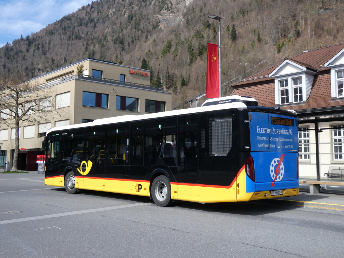 (260'624) - PostAuto Bern - BE 653'384/PID 12'063 - MAN am 22. Mrz 2024 beim Bahnhof Interlaken Ost