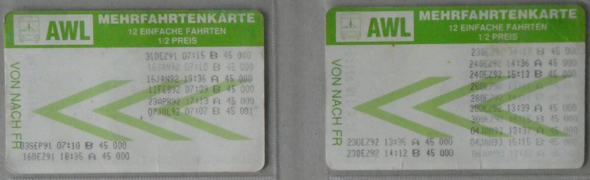 (260'861) - AWL-Mehrfahrtenkarten am 31. Mrz 2024 in Thun