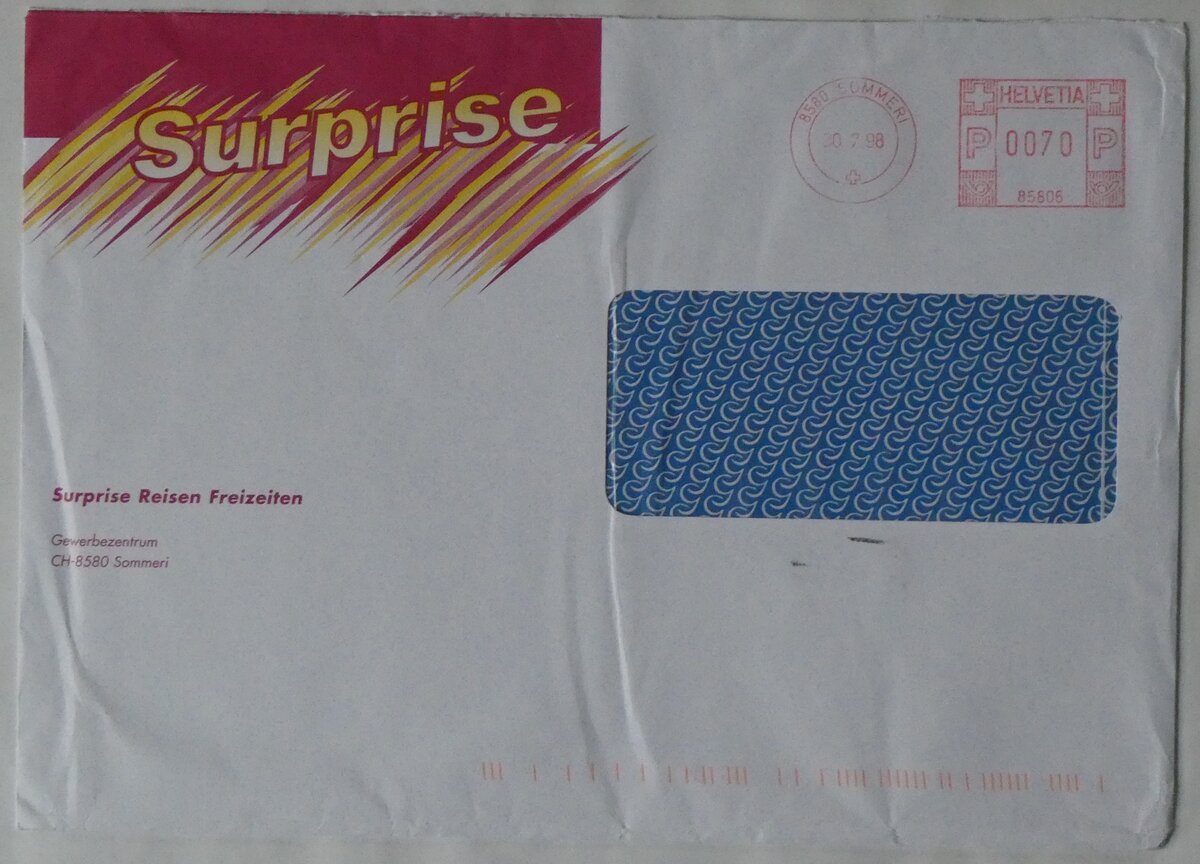 (260'867) - Surprise-Briefumschlag vom 30. Juli 1998 am 31. Mrz 2024 in Thun
