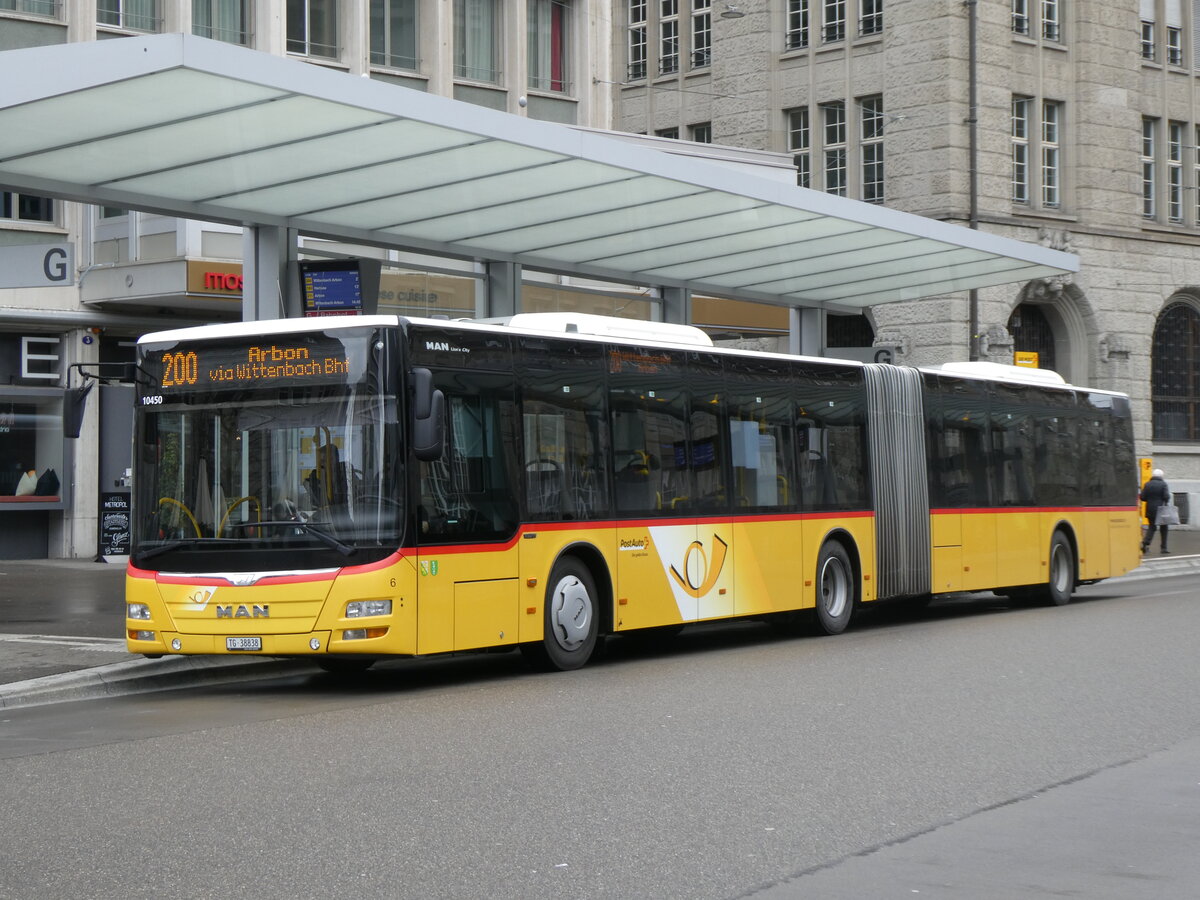 (260'917) - Eurobus, Arbon - Nr. 6/TG 38'838/PID 10'450 - MAN am 1. April 2024 beim Bahnhof St. Gallen