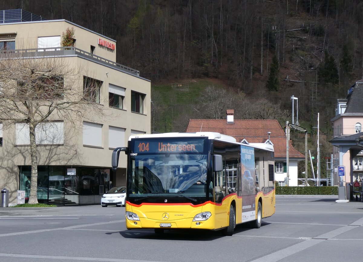 (260'941) - PostAuto Bern - BE 610'531/PID 11'947 - Mercedes am 2. April 2024 beim Bahnhof Interlaken Ost